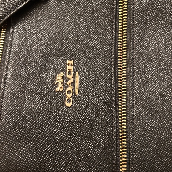 Coach Black Textured Leather Bag with Gold Details authentic gallery tote - Picture 1 of 10